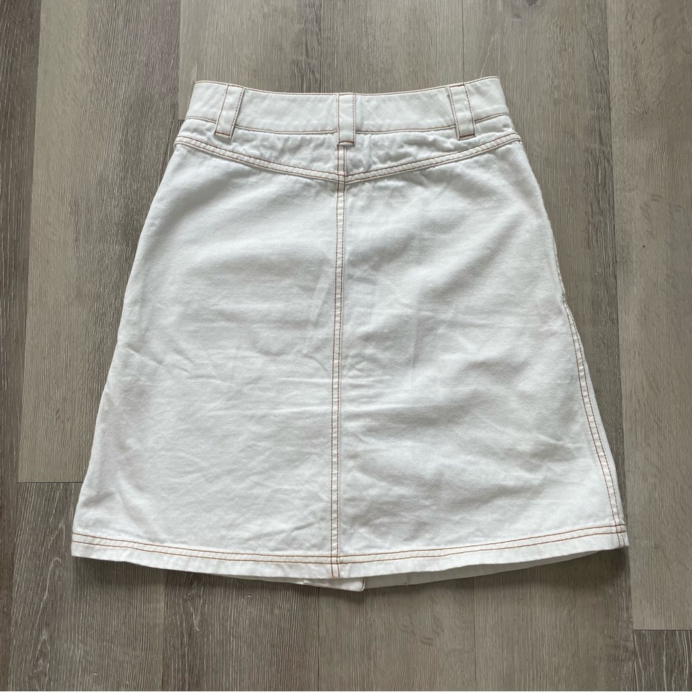 Tibi White Denim Skirt Button Front A Line - Picture 4 of 5